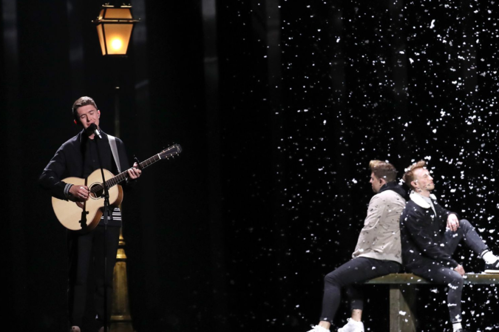 Ryan O'Shaughnessy, performing his song "Together" during Eurovision 2018 where he represented Ireland